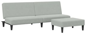 3216231 vidaXL 2-местно разтегателно канапе с табуретка, светлосиво, кадифе