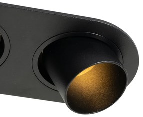 Set van 6 inbouwspots zwart GU10 35mm kantelbaar 2-lichts - Installa