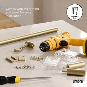 Матово златист стоманен разширяем прът за завеси 107 - 305 cm Flute – Umbra