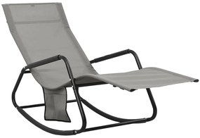 317592 vidaXL Шезлонг, стомана и textilene, сив