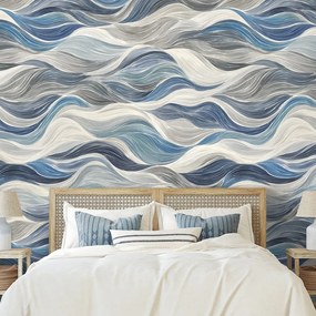 Тапет – Сини вълни на сив фон