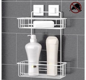 етажерка за баня TEKNO TEL EF-256W , с вакуум бяла