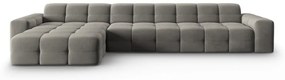 Ъглов диван от сиво кадифе (ляв ъгъл) Kendal - Micadoni Home
