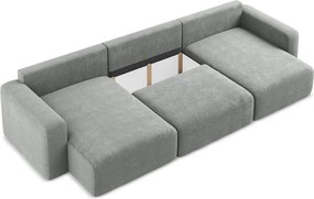 Сив шенилов сгъваем/с място за съхранение ъглов диван (U форма) Kona – Makamii