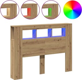 857687 vidaXL LED табла за глава Artisan Инженерна дървесина