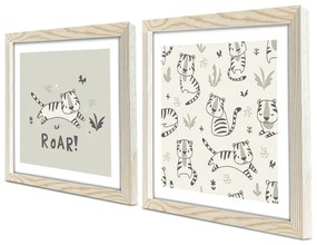 Детски картини в комплект от 2 броя 33x33 cm Roar - Wallity