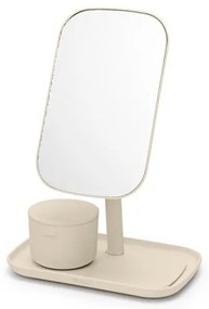 Огледало с поставка за принадлежности Brabantia ReNew 1006271, 28.3х20х12.6 см, Неплъзгаща се основа, 360° регулиране, Бежов