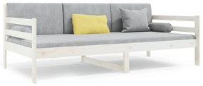 814680 vidaXL Дневно легло без матрак, бял, 80x200 см, борово дърво масив
