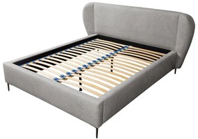 Светлосиво двойно тапицирано легло с включена подматрачна рамка 140x200 cm Makana – Makamii