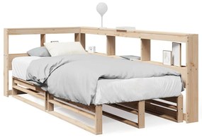 3324508 vidaXL Легло с рафтове за книги, без матрак, 90x200 см, бор масив