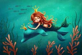 Тапет – Морска фея с делфин