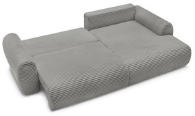 Тъмносив разтегателен ъглов диван от рипсено кадифе (десен ъгъл) Lucien – Bobochic Paris