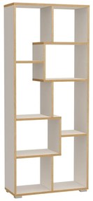 Бял шкаф за книги с дървен ръб 69x160 cm Random Andrea - Tomasucci
