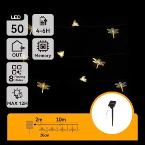 Aigostar - LED соларна декоративна гирлянда 50 LED, 8 функции, 10 m, 800 mAh, IP65, топло бяло