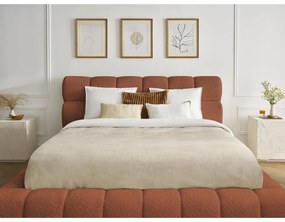 Оранжево двойно тапицирано легло с място за съхранение с включена подматрачна рамка 160x200 cm Mont Blanc – Bobochic Paris