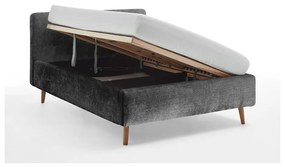 Тъмно сиво тапицирано двойно легло с място за съхранение с решетка 140x200 cm Mattis - Meise Möbel