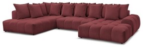 Бордо шенилов сгъваем/с място за съхранение ъглов диван (ляв ъгъл/U форма) Everest – Bobochic Paris