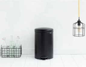 Кош за боклук с педал Brabantia NewIcon 649044, 20 л, Плавно затваряне, Противоплъзгаща основа, Черен