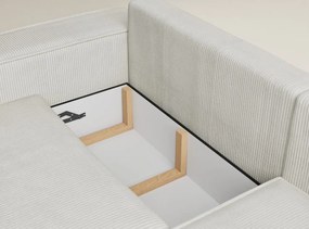 Кремав сгъваем/с място за съхранение ъглов диван от рипсено кадифе (десен ъгъл/L форма) Tonga – Maison de Rêve