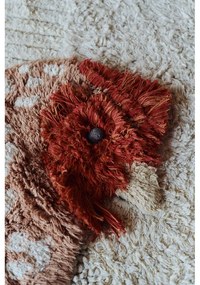 Кафяв ръчно изработен памучен детски килим подходящ за пране 110x100 cm Chicken – Lorena Canals