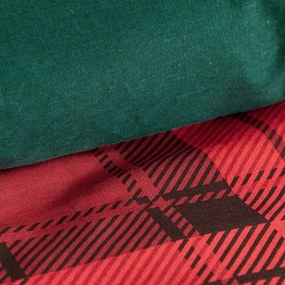 Коледно памучно спално бельо с каре и снежинки Ширина: 140 см | Дължина: 200 см