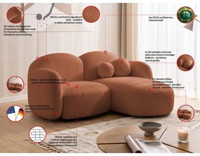 Теракотен ъглов диван от прежда с примки от букле (десен ъгъл) Orbit – Ropez