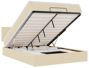 3312227 vidaXL Османска легло с матрак и LED, кремаво, 140x190 см, плат