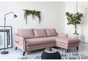 Прахово розов ъглов разтегателен диван , десен ъгъл Charming Charlie - Miuform