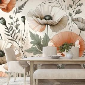 Самозалепващ тапет – Пастелни макови цветя