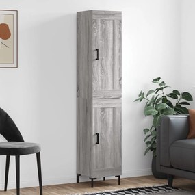 3200455 vidaXL Висок шкаф, сив сонома, 34,5x34x180 см, инженерно дърво