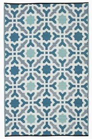 Синьо-сив двустранен килим за открито, изработен от рециклирана пластмаса , 150 x 240 cm Seville - Fab Hab