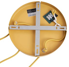 Ретро висящ полилей горчично жълт с матирано стъкло 3-светлинен - Феде