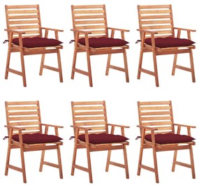 3078371 vidaXL Градински трапезни столове, 6 бр, с възглавници, акация масив