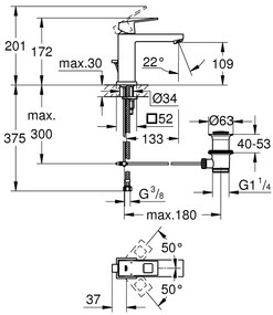 Смесител за мивка Grohe Eurocube M-size-Антрацит Mat