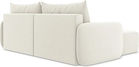 Кремав кадифен сгъваем/с място за съхранение ъглов диван (ляв ъгъл) Kalena – Makamii