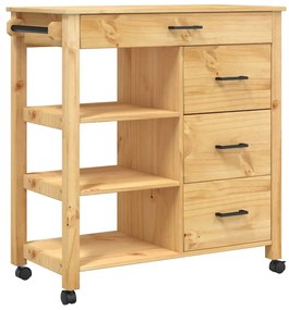 376112 vidaXL Кухненска количка "MONZA" 84x40x88,5 см борово дърво масив