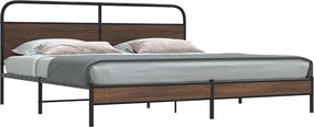 3318700 vidaXL Метална рамка за легло, без матрак, кафяв дъб, 183x213 см