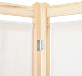 Параван за стая, 4 панела, кремав, 160x170x4 cм, текстил