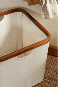 Кремава текстилна кутия за съхранение 30x30x30 cm Bamboo/Linen Cube – Bigso