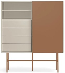 Висок скрин с плъзгащи се врати в светлосиво-тухлено 120x140 cm Nube - Teulat