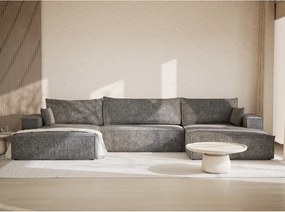 Сив шенилов сгъваем/с място за съхранение ъглов диван (U форма) Kyoto – Maison de Rêve