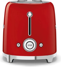 Тостер за хляб SMEG 50's Style TSF01RDEU, 950W, 2 филии, 6 нива, Тавичка за трохи, Вграден кабел, Неръждаема стомана, Червен