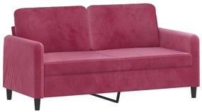359446 vidaXL 2-местен диван, виненочервен, 140 см, кадифе