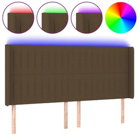 3124295 vidaXL LED горна табла за легло, тъмнокафява,163x16x118/128 см, плат