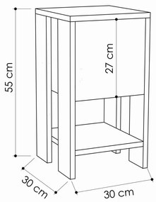 Антрацитно нощно шкафче с детайли от дъбова дървесина Garetto Ema - Homitis