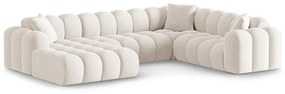 Кремав шенилов ъглов диван (десен ъгъл/U форма) Treno – Cosmopolitan Design