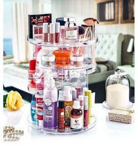 Прозрачен въртящ се пластмасов органайзер за козметика - Hermia