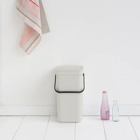 Кош за разделно събиране на боклук Brabantia Sort&Go 1005511, 12 л, Дръжка, Възможност за стенен монтаж, Светлосив