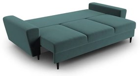 Кадифен разтегателен диван с място за съхранение в петролен цвят 235 cm Kyoto – Cosmopolitan Design