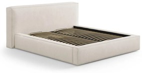 Кремаво двойно легло 200x200 cm тапицирано с място за съхранение с включена подматрачна рамка Simon Olivia – Micadoni
